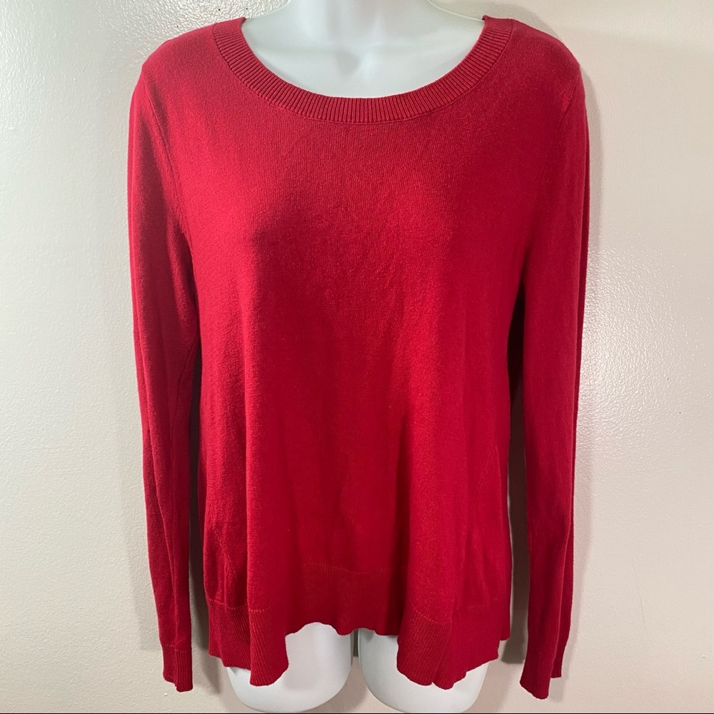 New York & Company Red Back Bow Cutout Sweater - Picture 9 of 9
